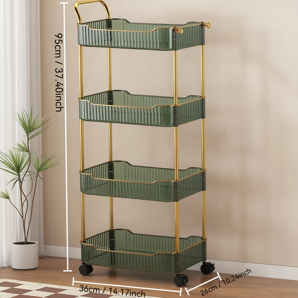 Ultra-Thin Plastic Rolling Storage Cart (3- or 4-Layer)