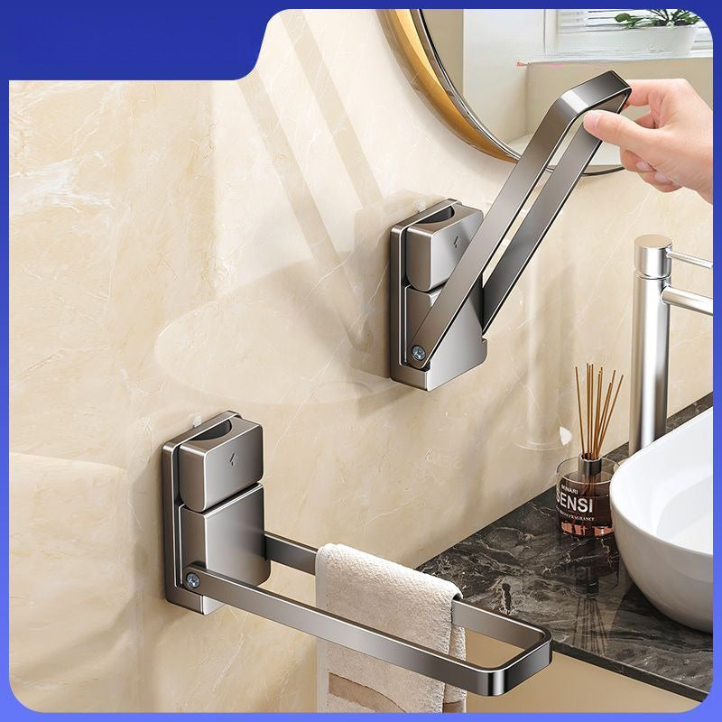No-Drill Suction-Cup Foldable Towel Rack