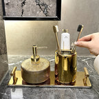Luxury Golden Ceramic Bathroom Accessory Set (Set of 3)