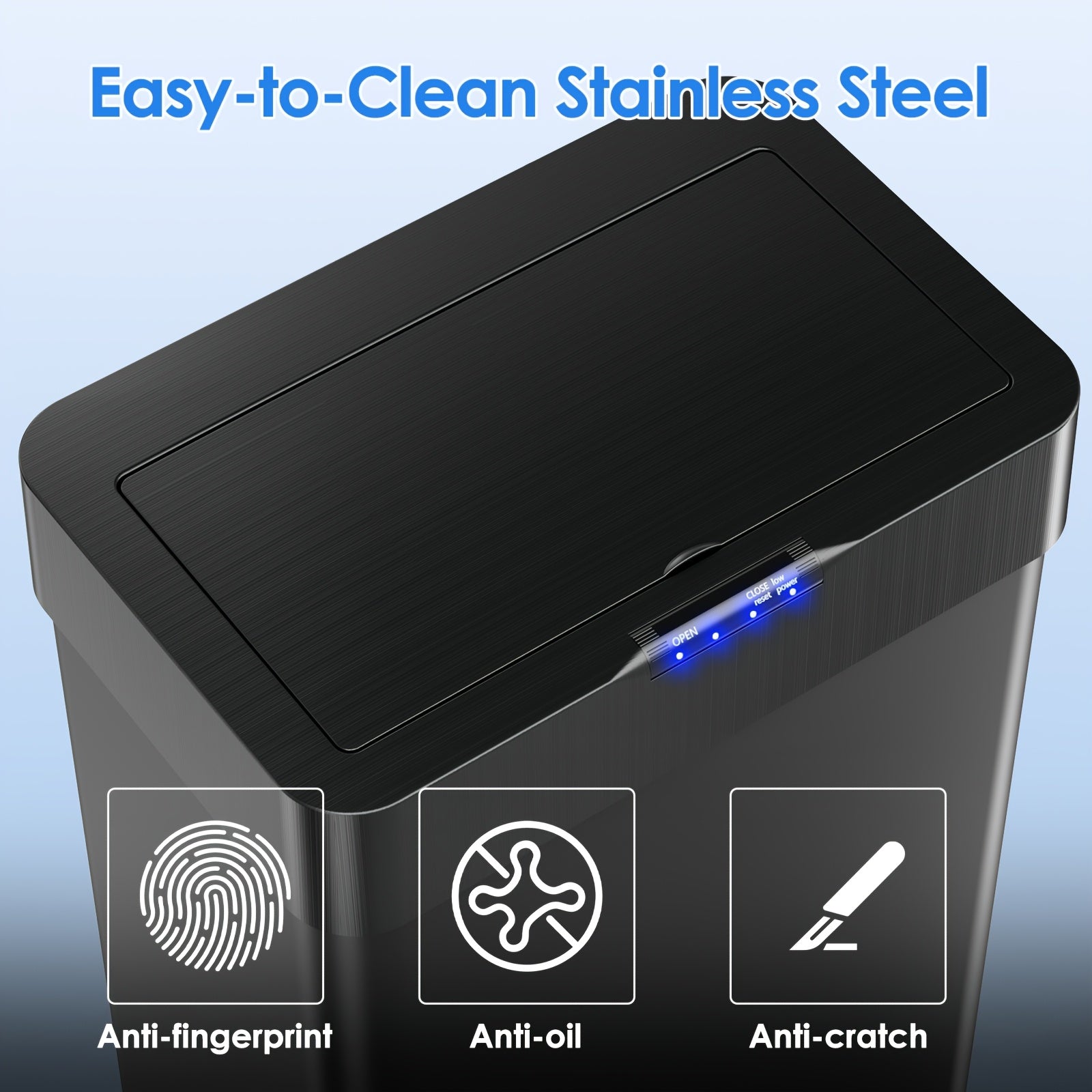 Touchless Soft-Close Stainless Steel Trash Can (18.5 Gal)