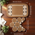 Handwoven Linen Non-Slip Toilet Rug & Bath Mat Set (Set of 2)