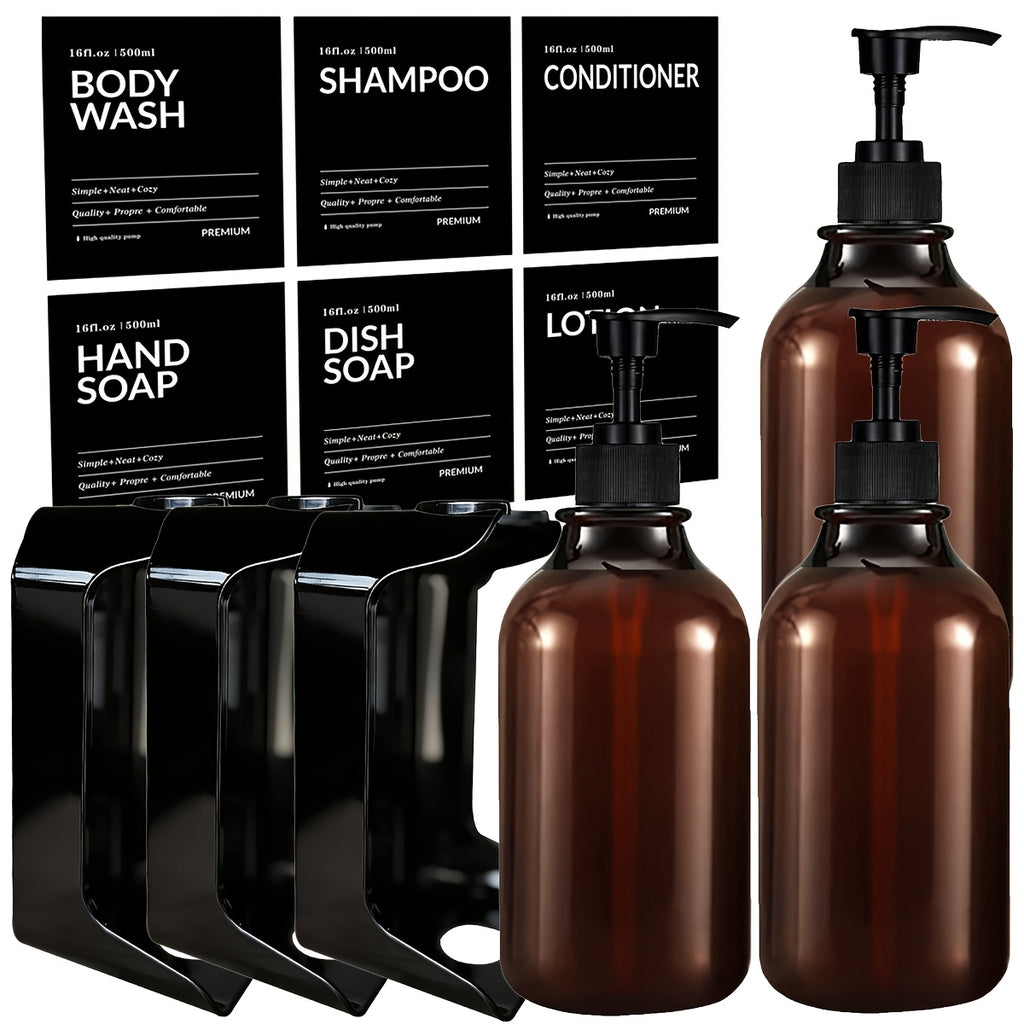 Drill-Free Refillable Wall-Mount Shower Dispenser (3-Pack)