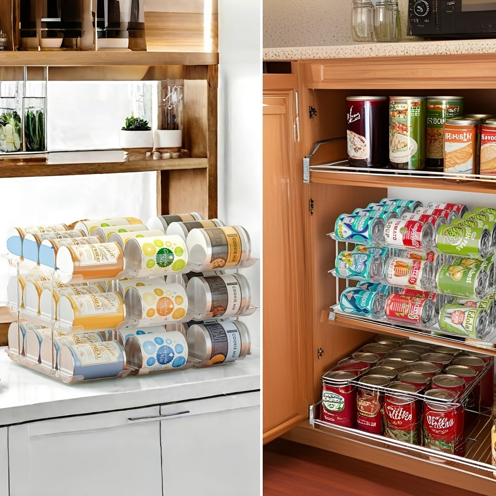 Transparent PET Auto-Roll & Stackable Can Rack (Set of 3)
