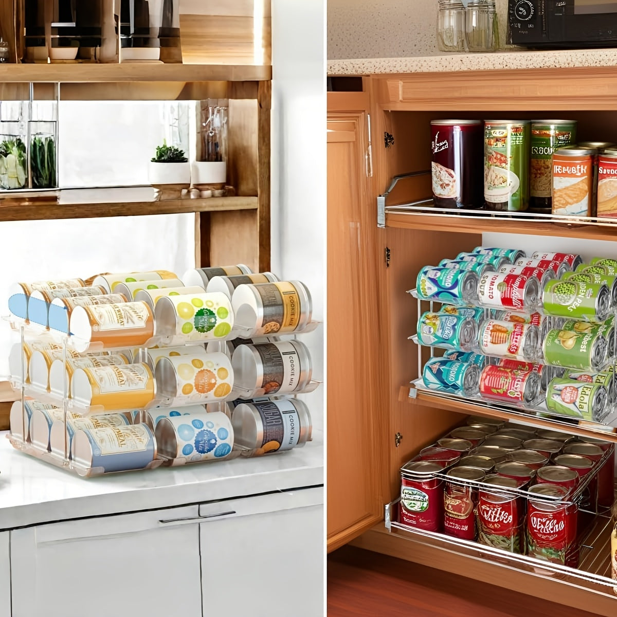 Transparent PET Auto-Roll & Stackable Can Rack (Set of 3)