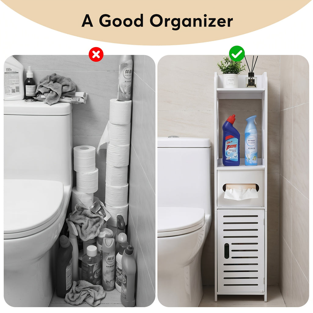 Slim Freestanding Bathroom Storage Cabinet (4-Shelf)