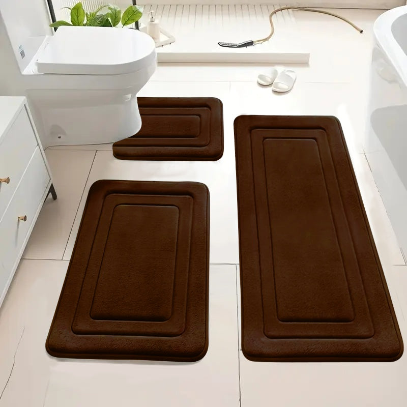Ultra Absorbent & Non-Slip Polyester Bath Mat Set (Set of 3)