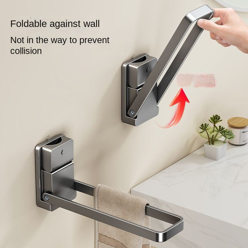 No-Drill Suction-Cup Foldable Towel Rack