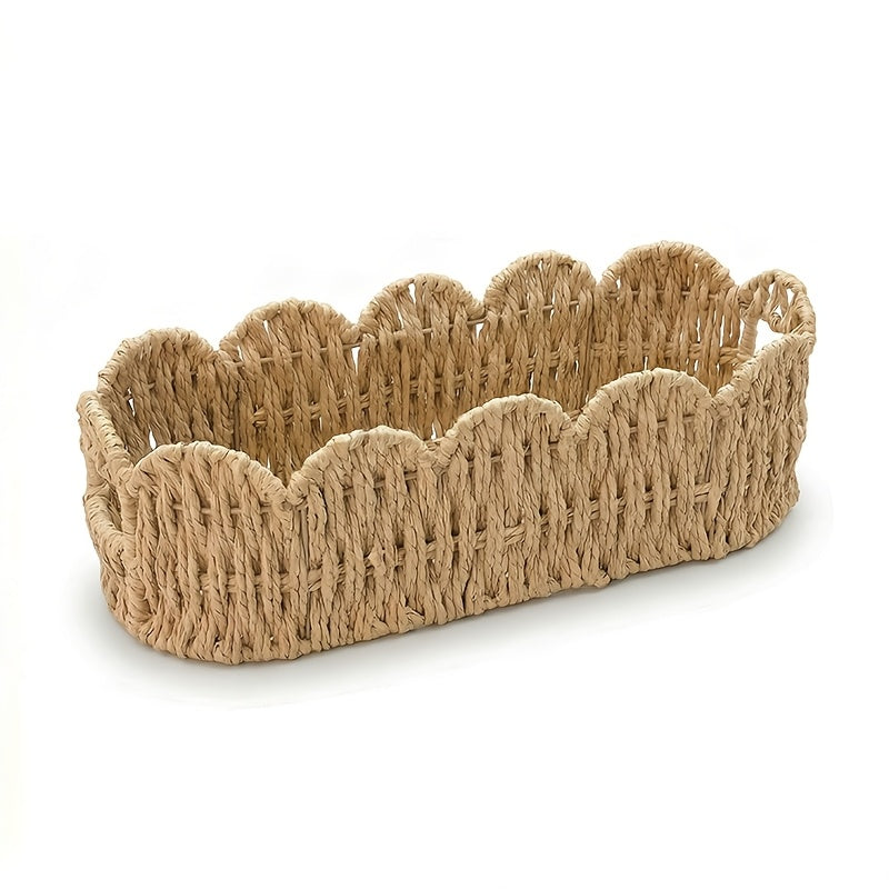 Hand-Woven Paper Rope Storage Basket (Oval)