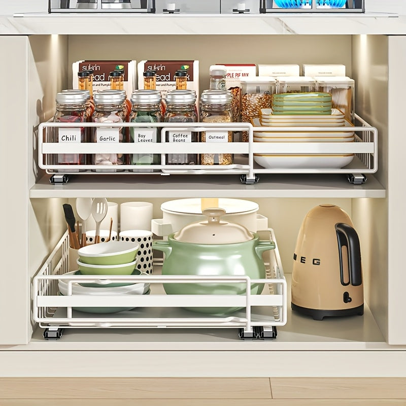 Smooth-Glide Heavy-Duty Metal Pull-Out Cabinet Rack (8-Tier)