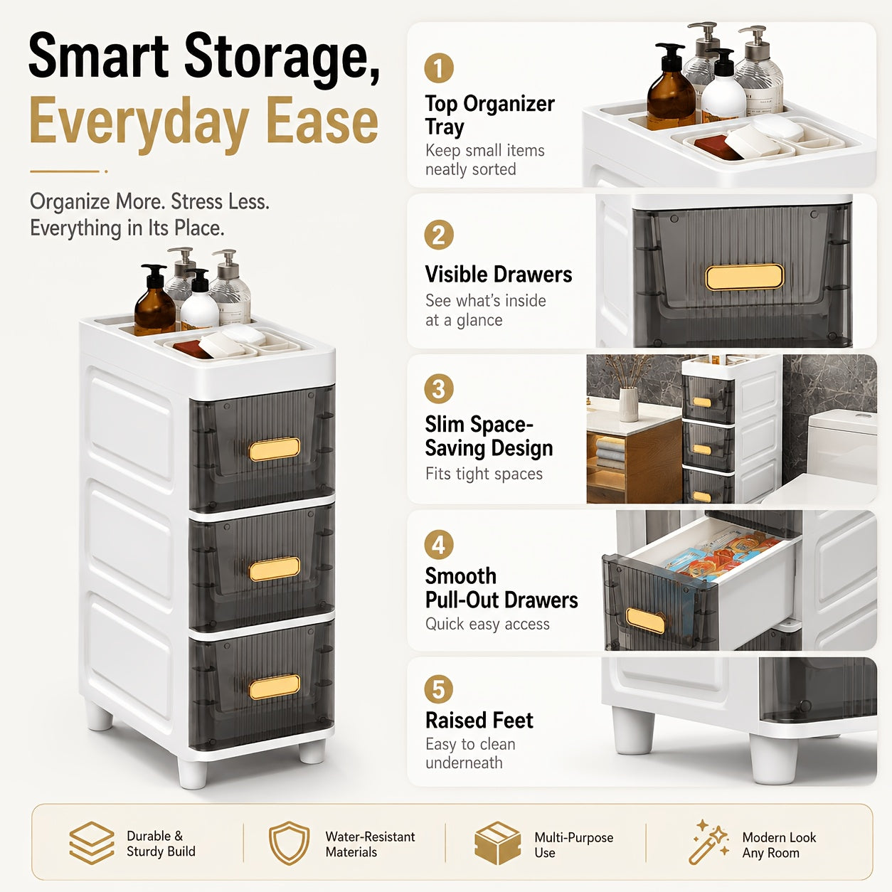 Space-Saving Waterproof Window-View Storage Cabinet (3–6-Tier)