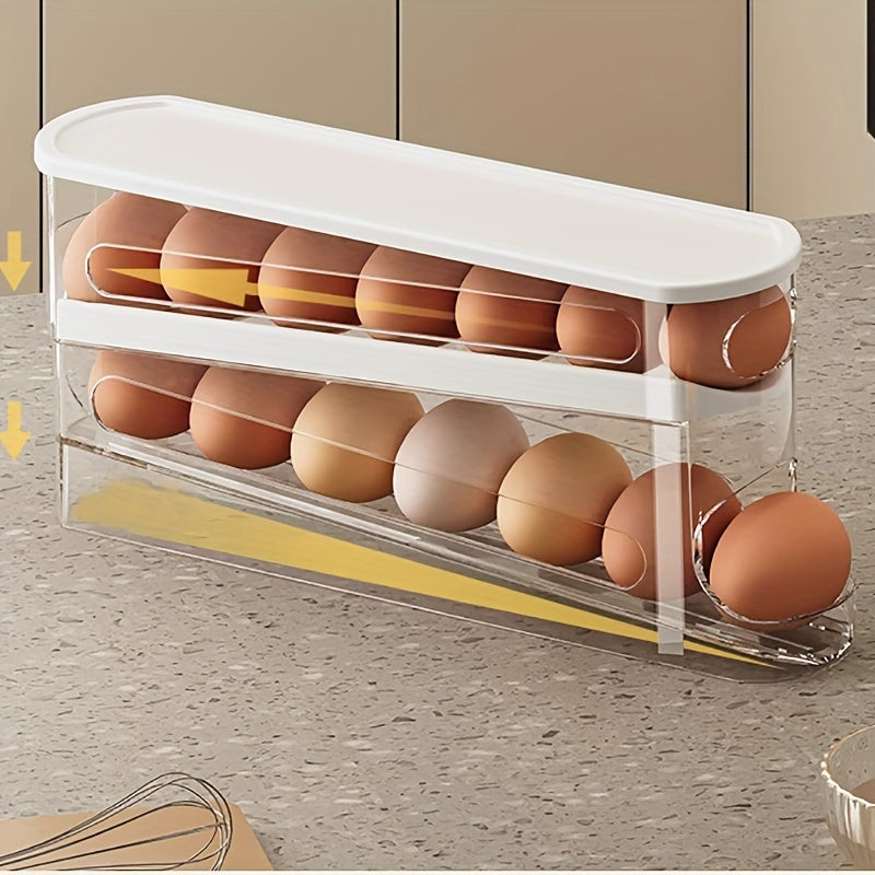 Space-Saving Double-Layer Egg Organizer (Transparent)
