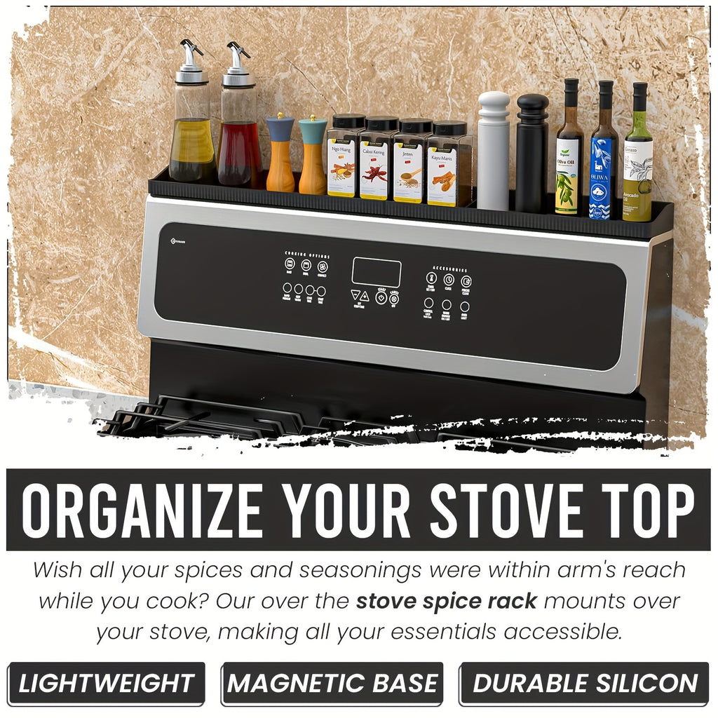 Magnetic Heat-Resistant Silicone Stove Top Shelf (3 Compartments)
