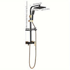 Black & Gold Three-Pressure Wall-Mount Shower Set