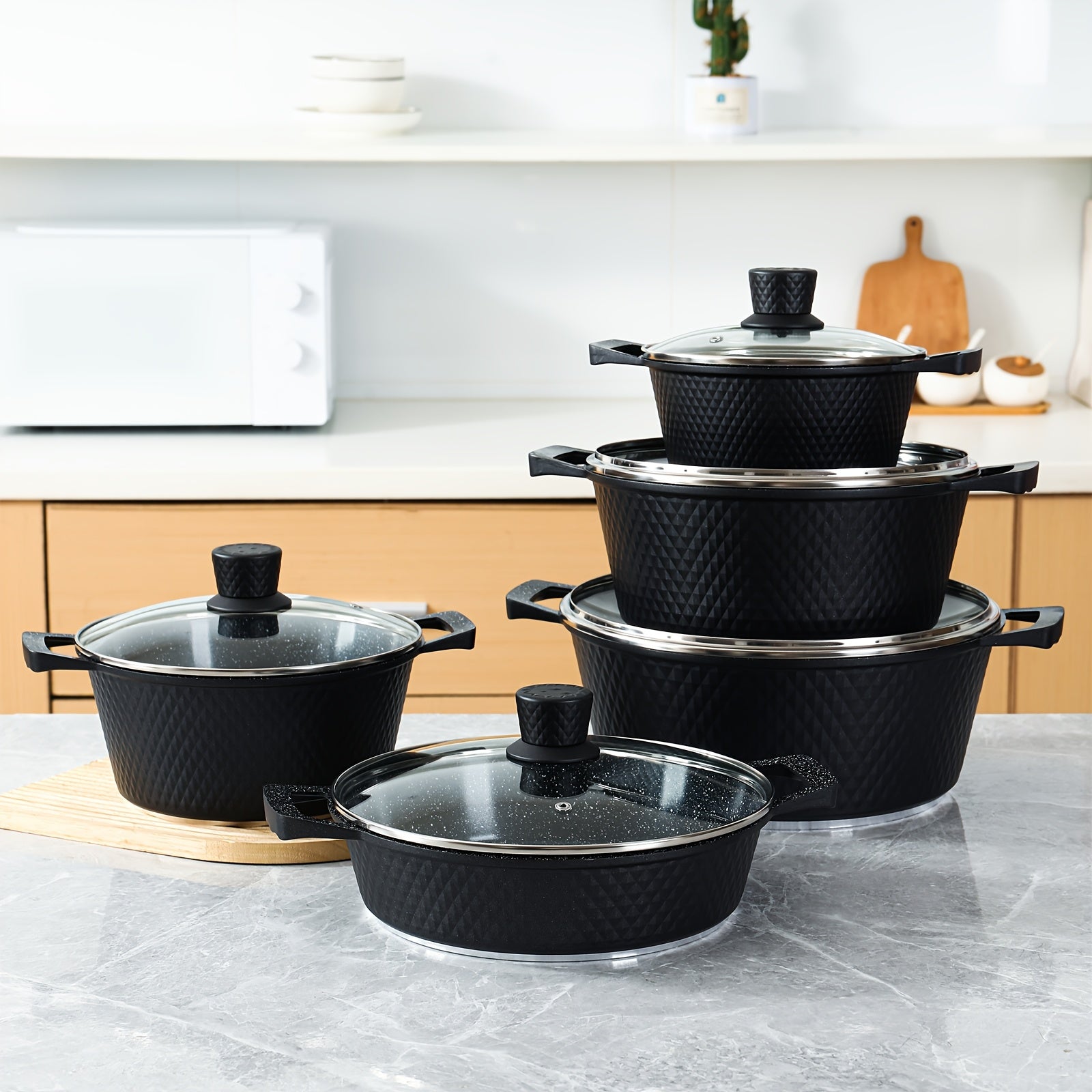 Stone-Coated Nonstick Aluminum Cookware Set (10-Piece)