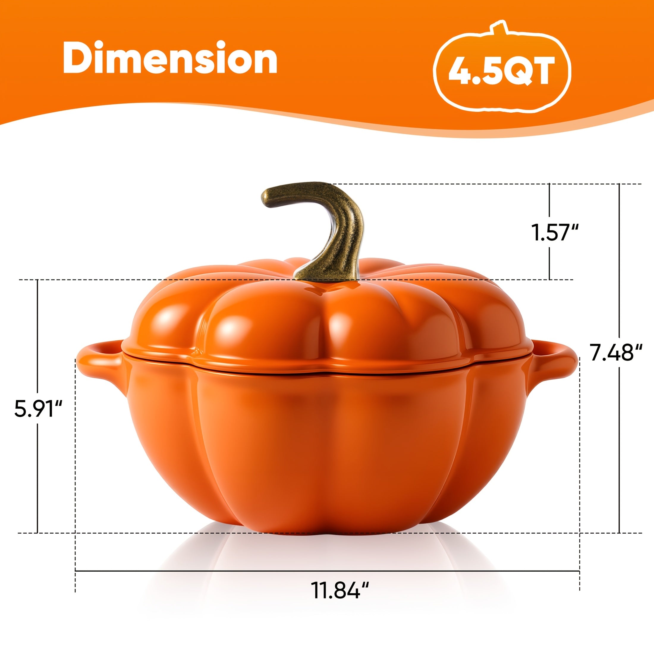 Pumpkin-Shaped Enameled Cast Iron Dutch Oven (4.5 Quart)