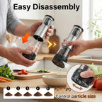 USB-Rechargeable Adjustable Grind Salt & Pepper Grinder Set (Set of 2)