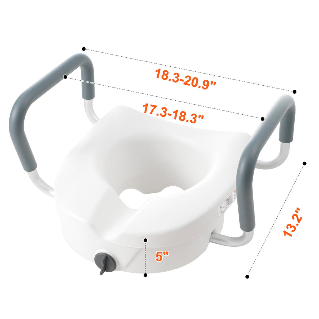 Adjustable Width & Twist-Lock Raised Toilet Seat (350 lb Capacity)