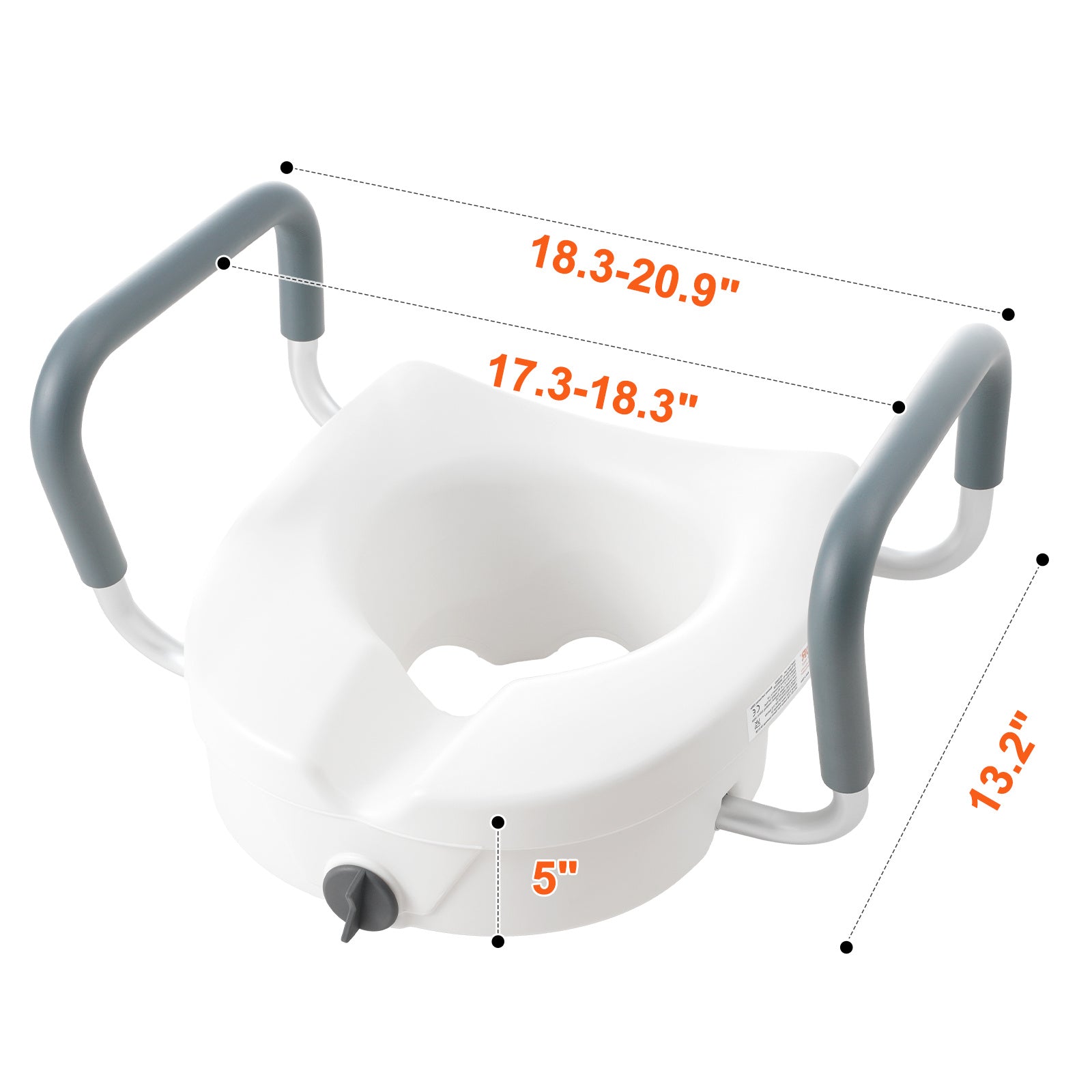 Adjustable Width & Twist-Lock Raised Toilet Seat (350 lb Capacity)
