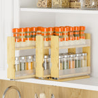 Vertical Space-Saving Bamboo Spice Rack Organizer (3 Sliding Shelves)
