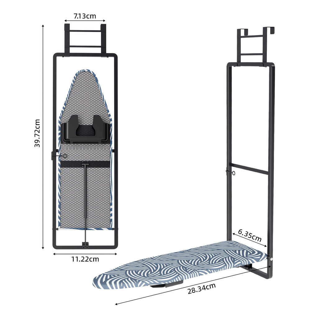 Space-Saving Heat-Resistant Fold-Down Ironing Board (Over-Door)