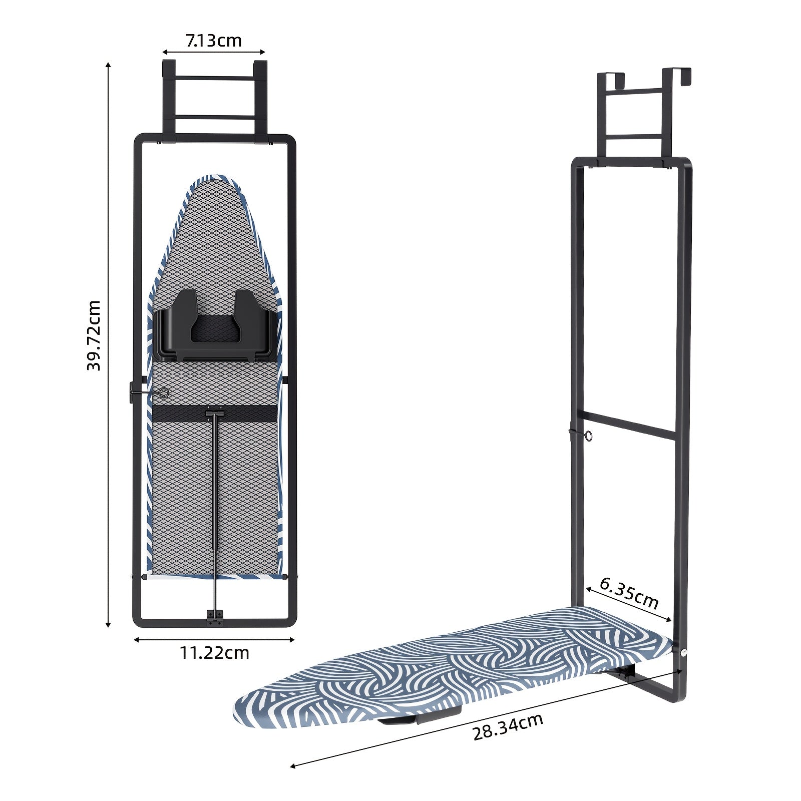 Space-Saving Heat-Resistant Fold-Down Ironing Board (Over-Door)