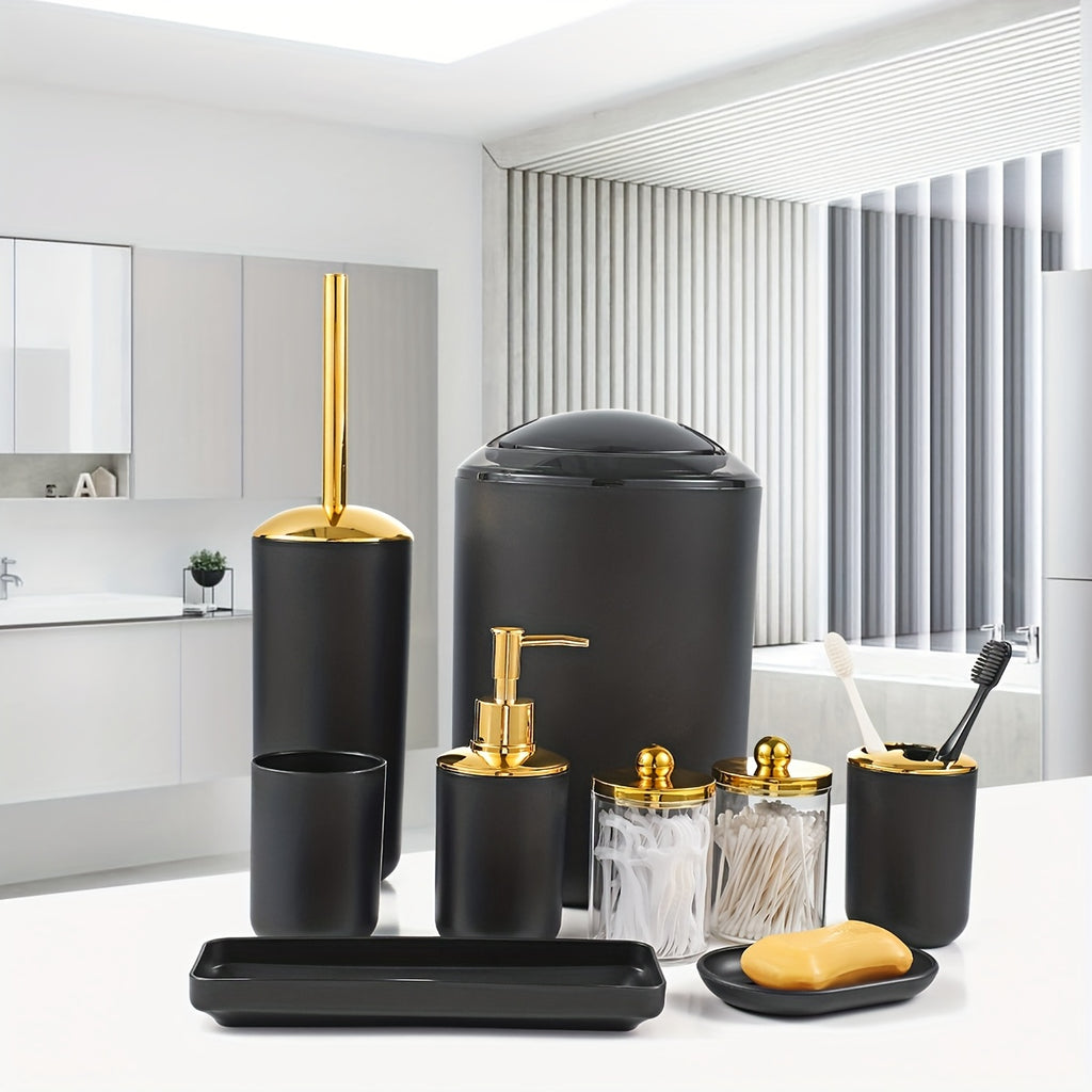 Durable Plastic 9-Piece Bathroom Accessory Set