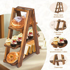Solid Wood 3-Tier Ladder-Style Dessert Stand