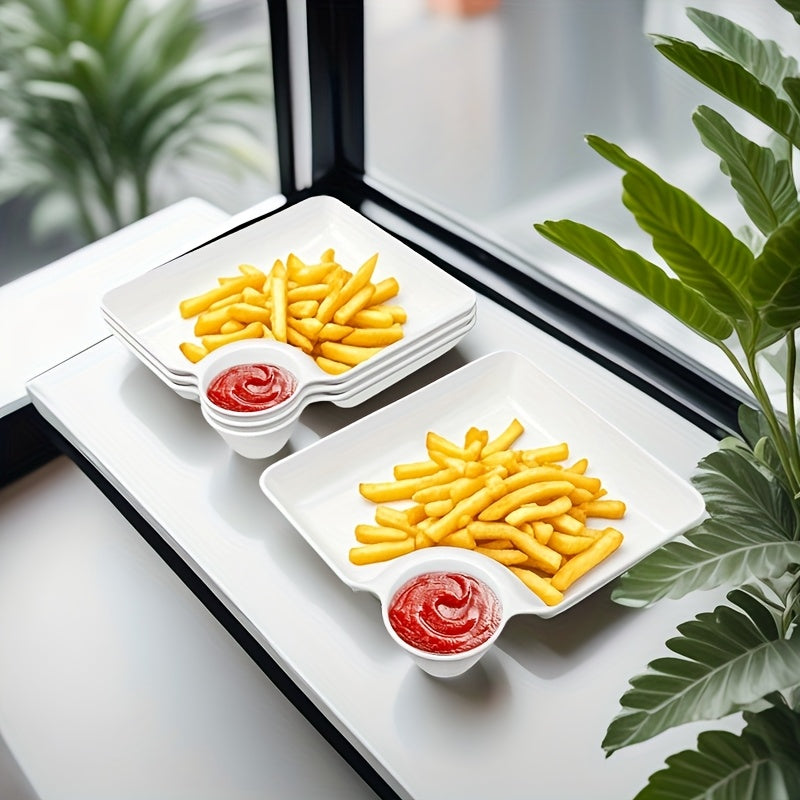Non-Breakable Microwave & Dishwasher-Safe Divided Snack Plates (Pack of 4)