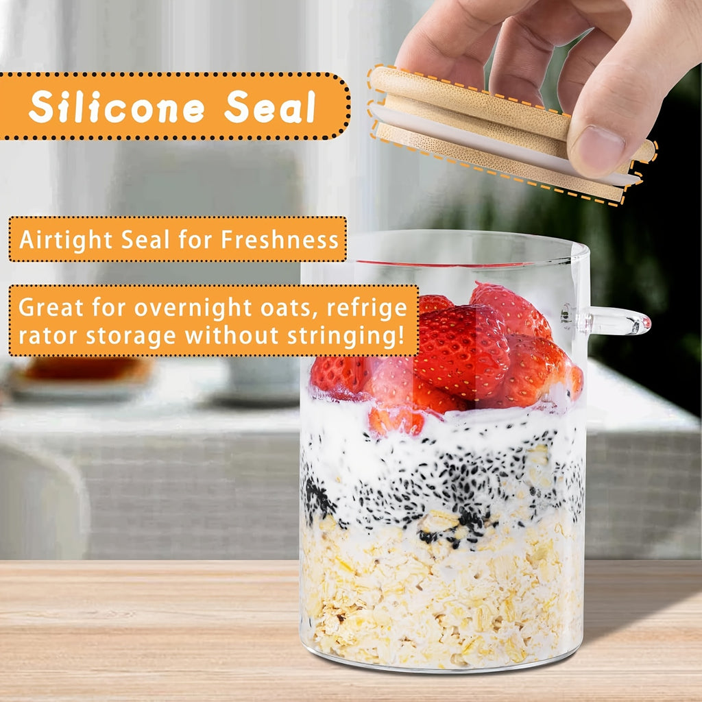 Microwave-Safe Glass Overnight Oats Jar (500ml)