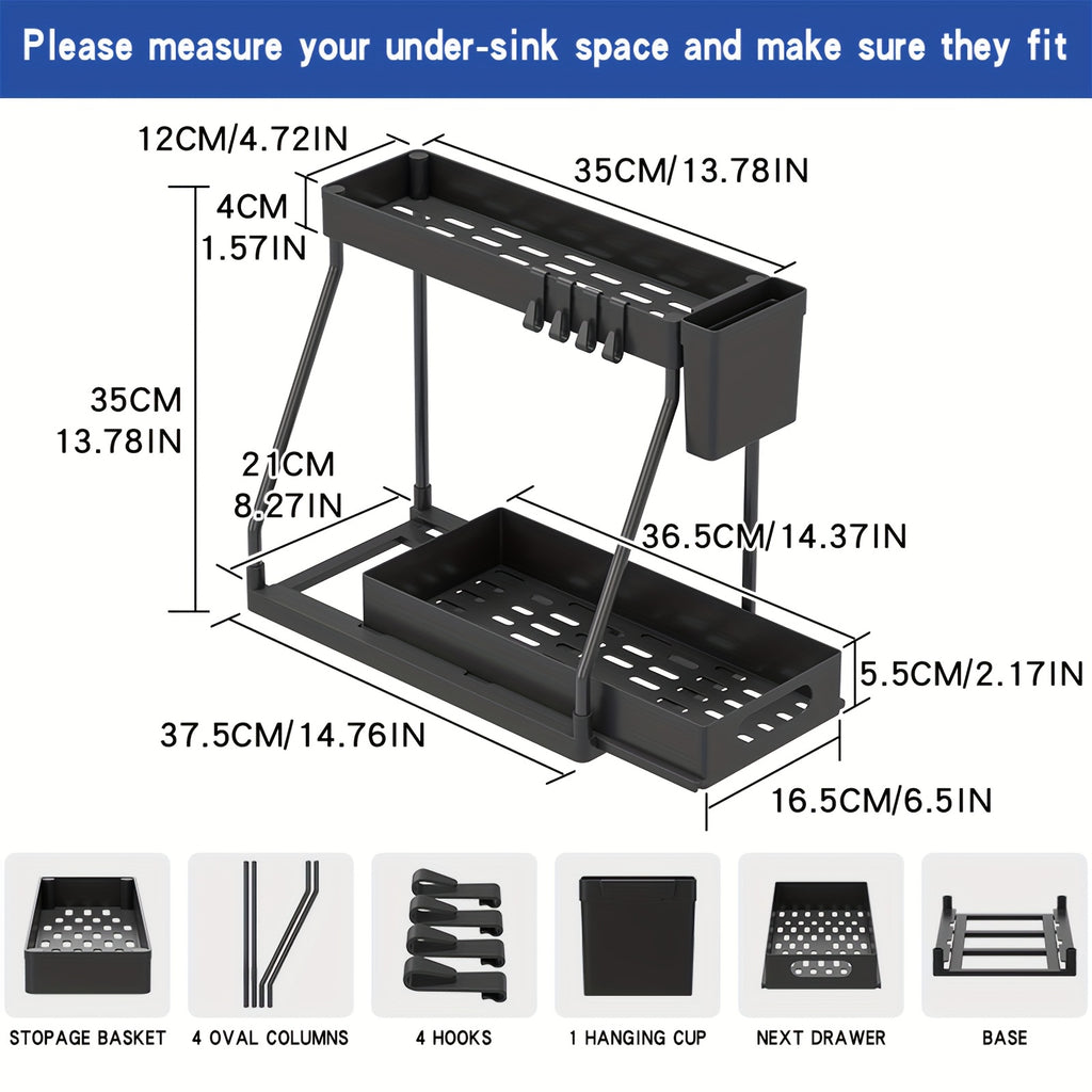 Durable Metal Pull-Out Under-Sink Organizer