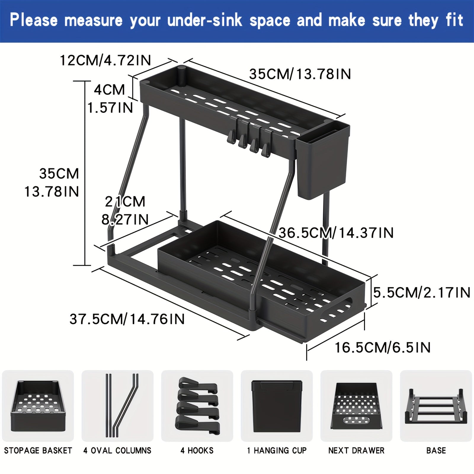Durable Metal Pull-Out Under-Sink Organizer