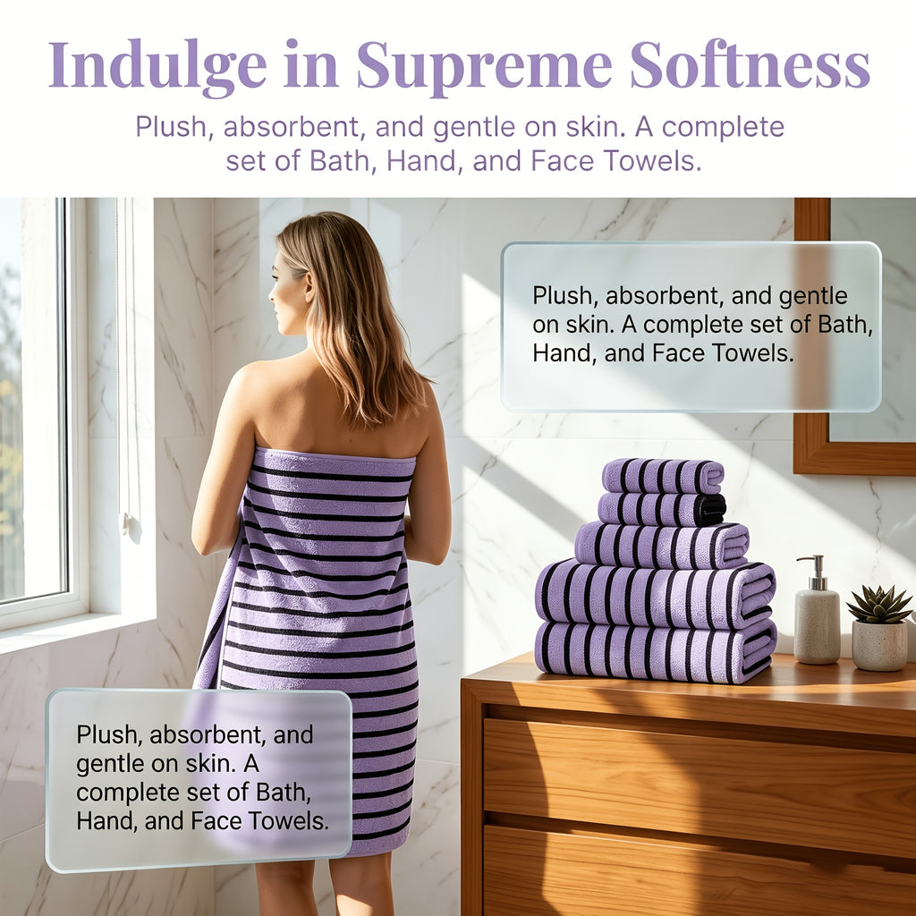 Ultra-Soft Quick-Drying Microfiber Towel Set (5-Piece)