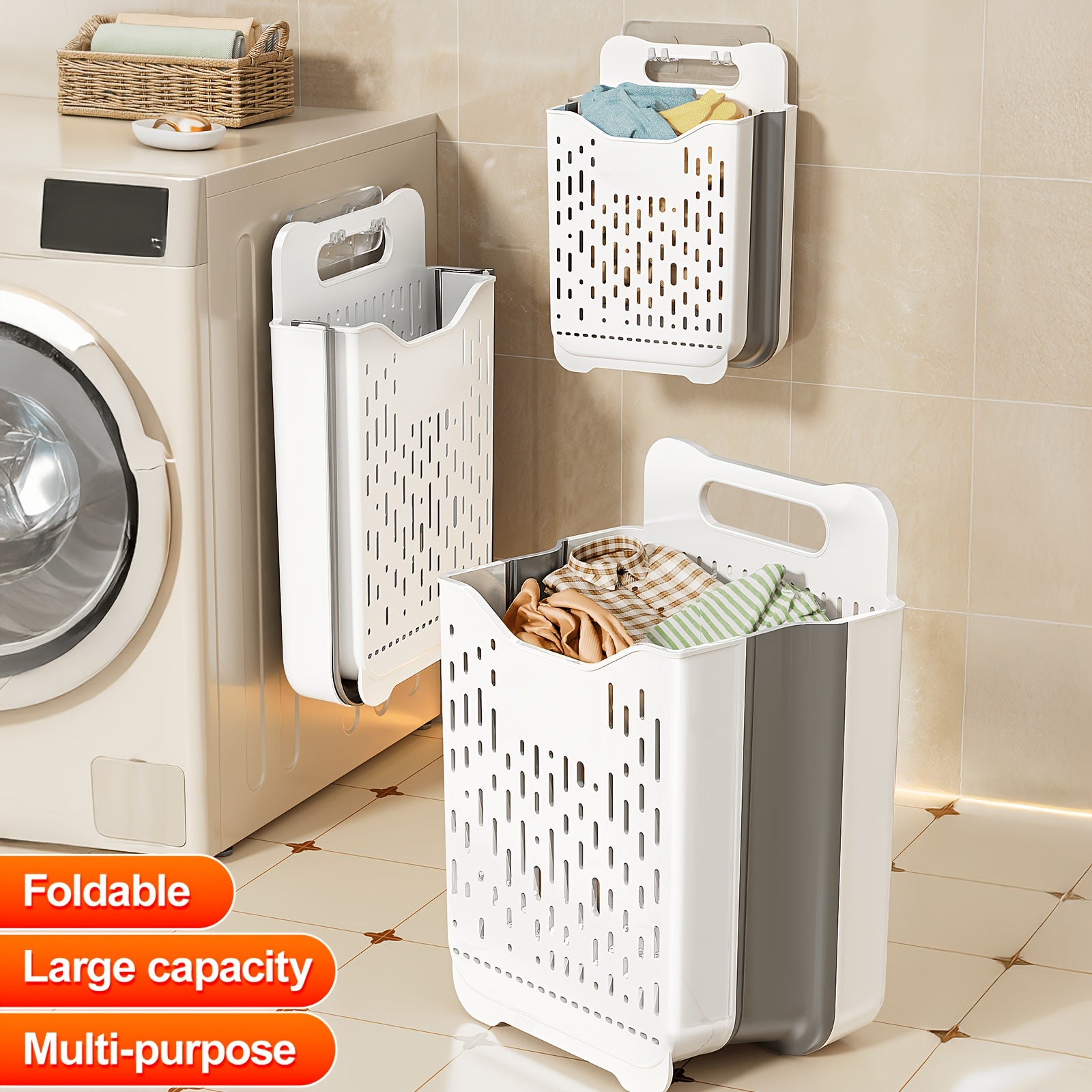 Collapsible Wall-Mount & Freestanding Laundry Basket