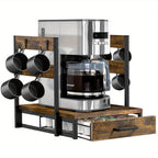 Space-Saving Wood Coffee Pod Organizer (35-Pod Capacity, Mug Rack)