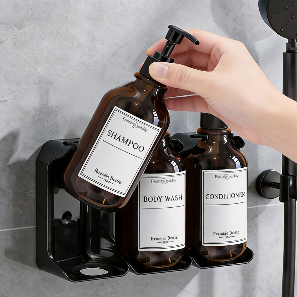 No-Drill & Easy-Refill 3-Chamber Shower Dispenser (16oz Chambers)