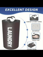 Extra Large Foldable Waterproof Laundry Hamper (Aluminum Loop Handle)