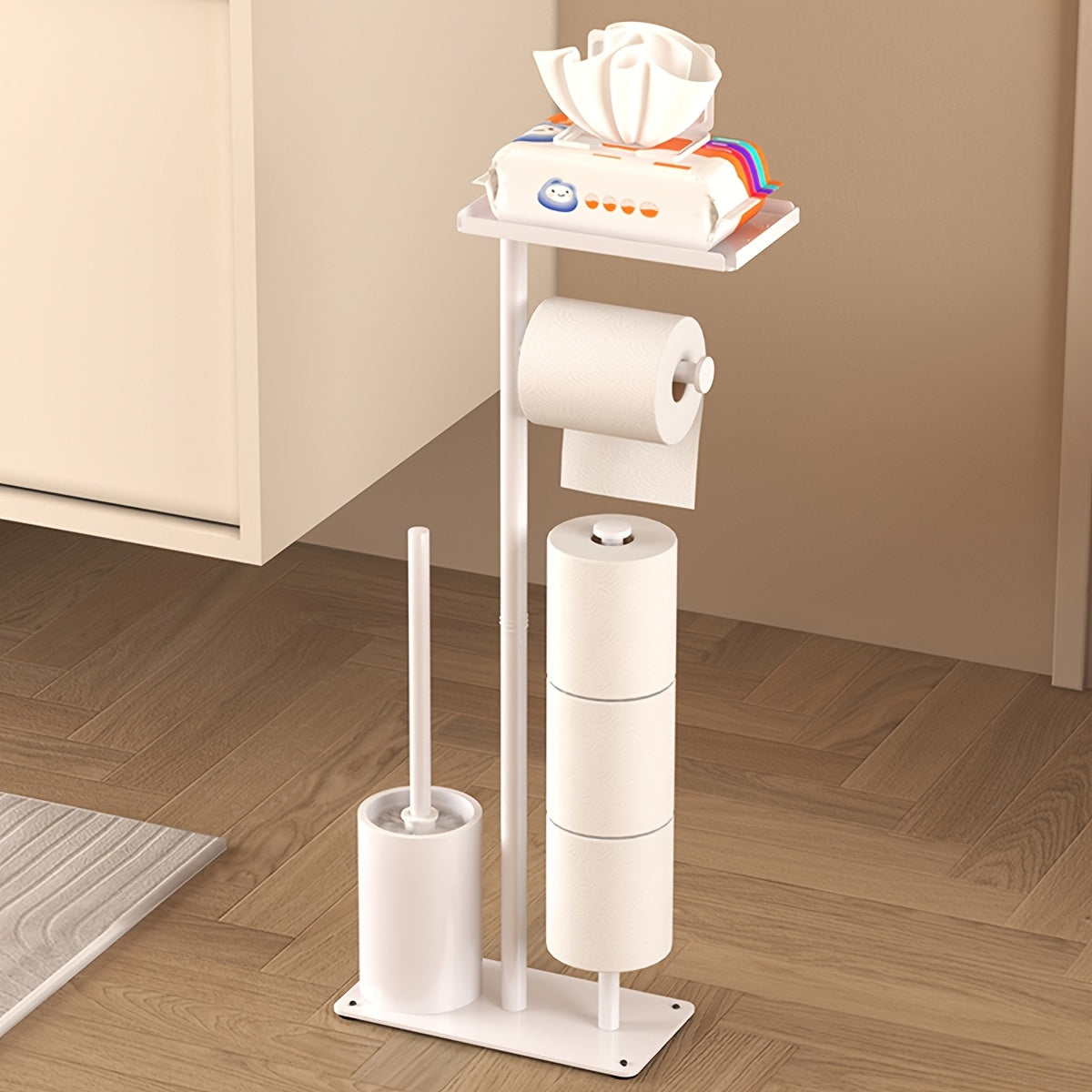 Wrought Iron Freestanding Toilet Paper Holder (No-Drill)