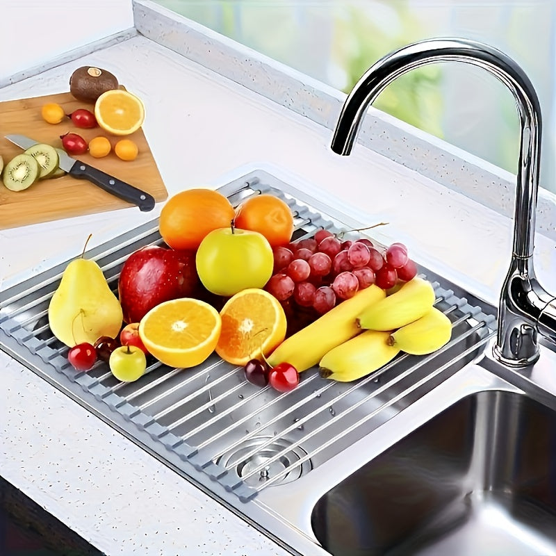 Roll-Up Stainless Steel Over-Sink Dish Drying Rack