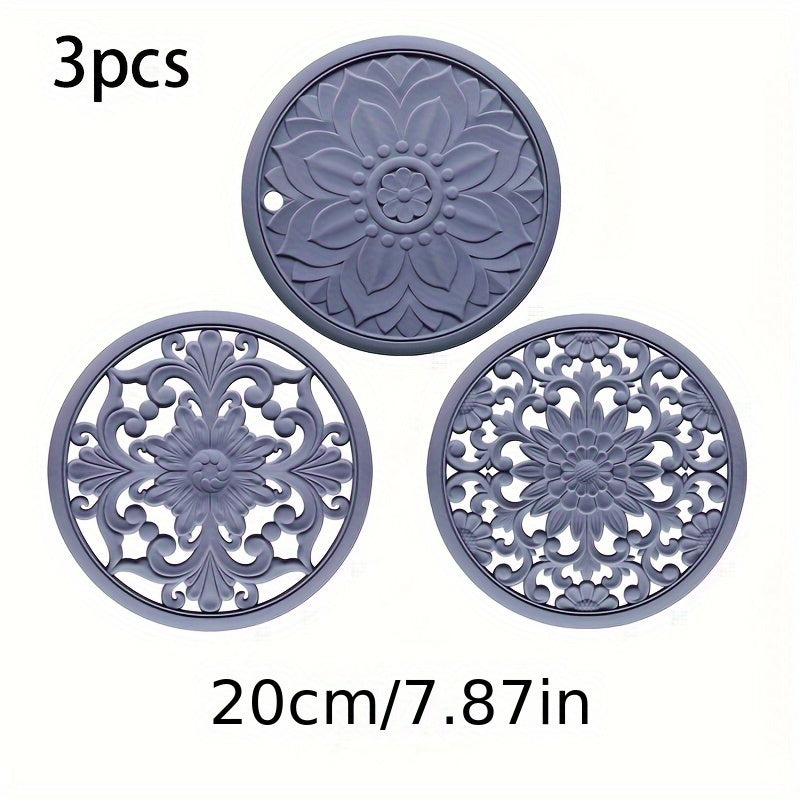 Heat-Resistant Non-Slip Silicone Trivet Set (3-Piece)