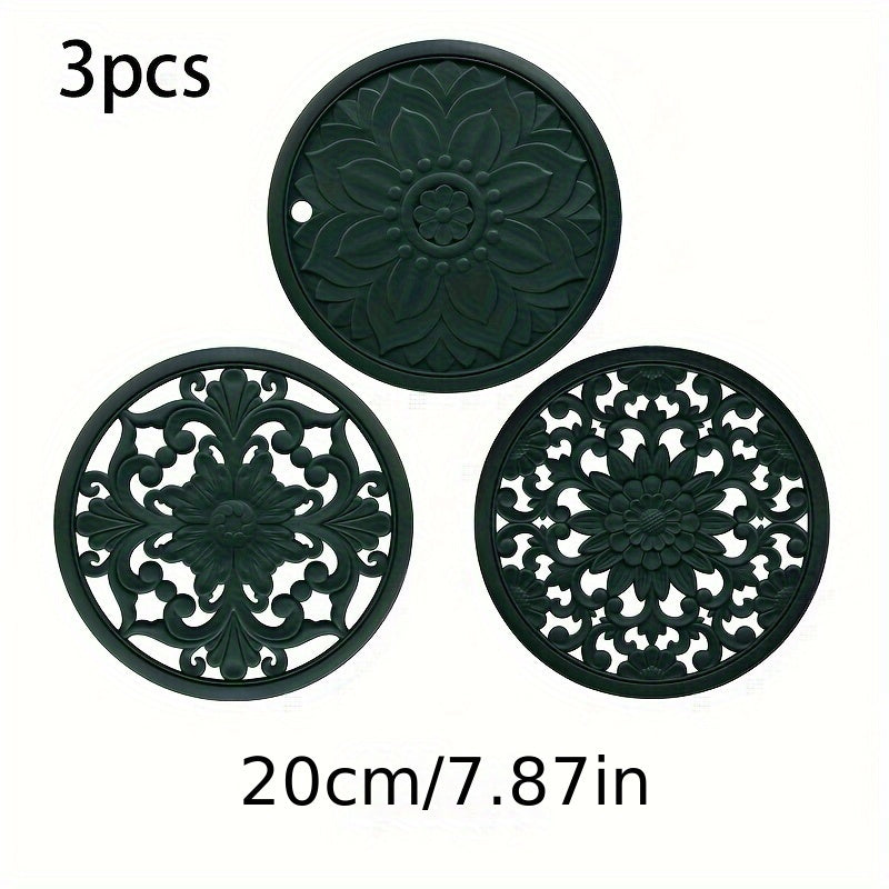 Heat-Resistant Non-Slip Silicone Trivet Set (3-Piece)