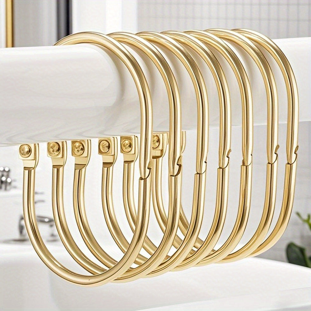 Rust-Resistant Anti-Tangle Oval Snap Shower Curtain Rings (Set of 13)
