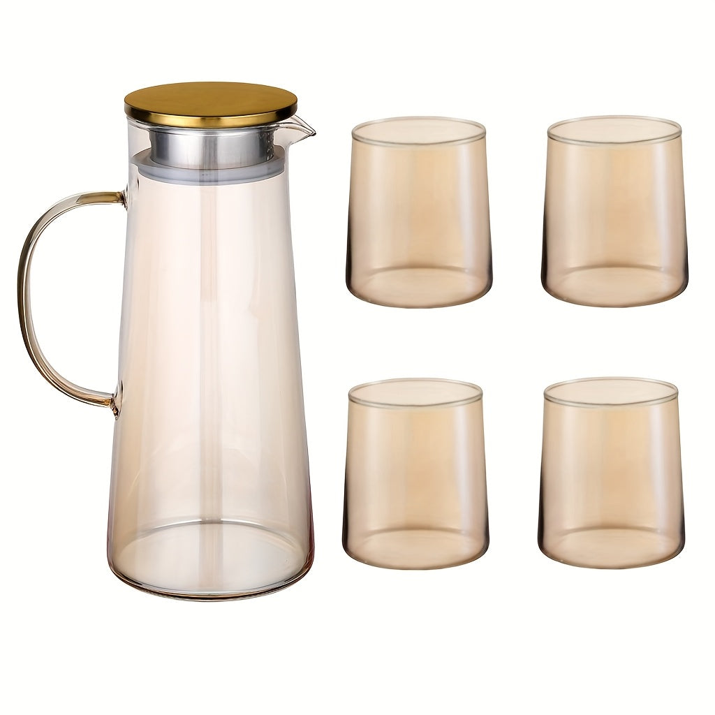Heat-Resistant Borosilicate Glass Jug & Cup Set (Set of 5 or 7)