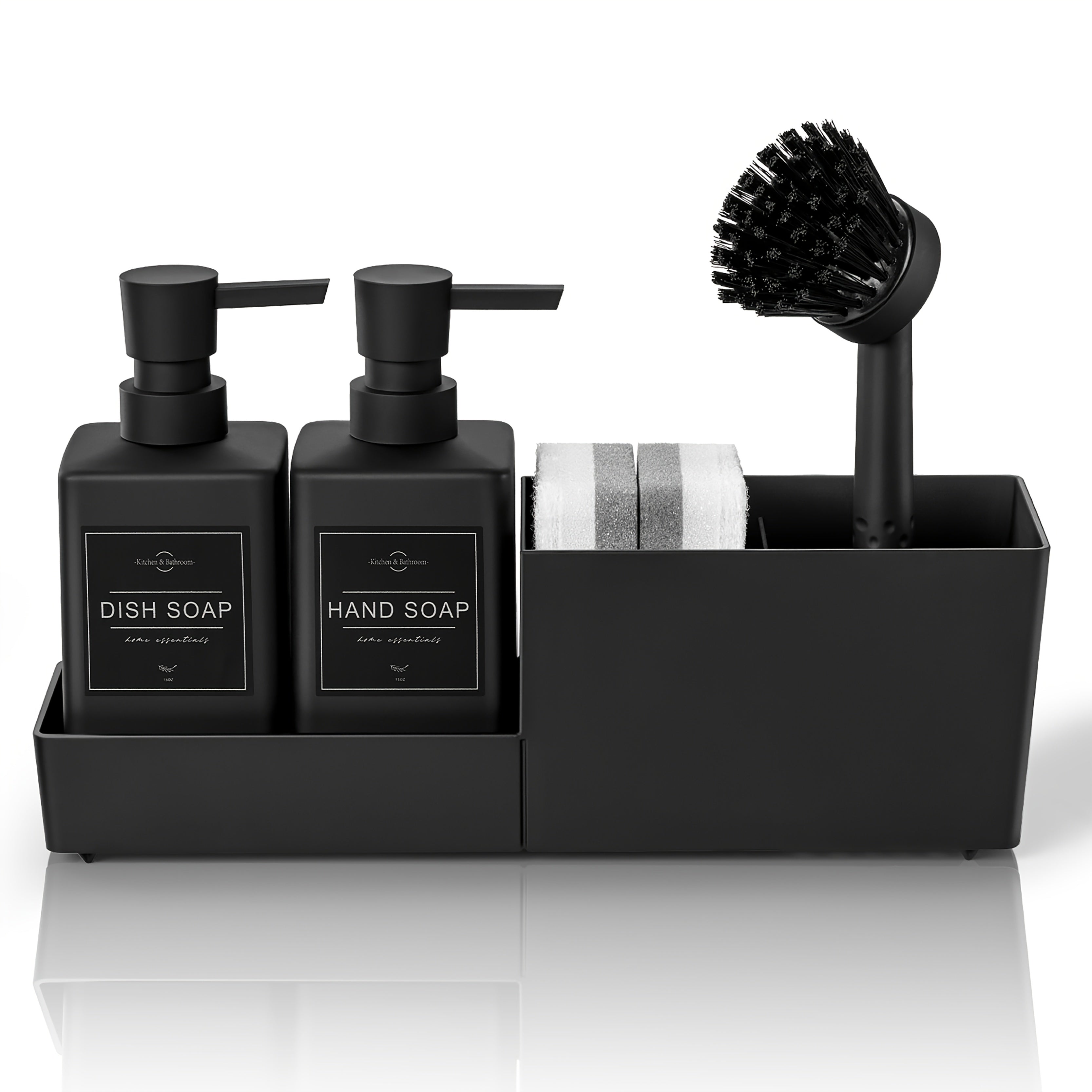 Dual Pump Countertop Soap Dispenser & Sponge Holder