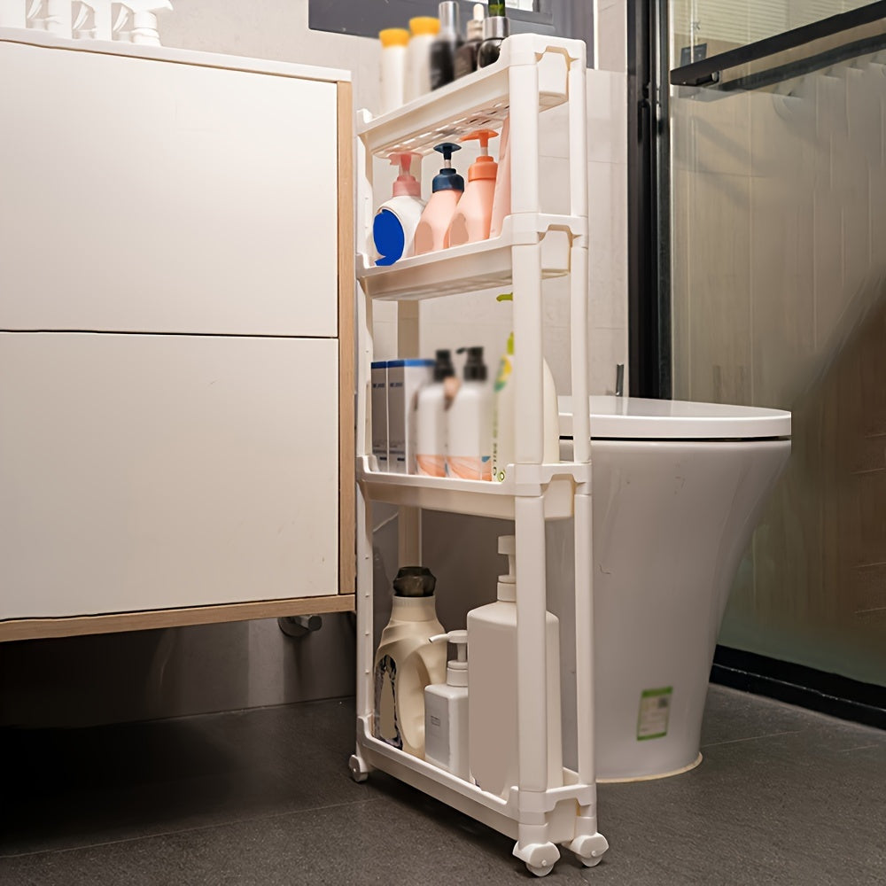 Slim Narrow-Slot Rolling Storage Cart (3–4 Tiers)