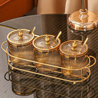 Compact 3-Canister Seasoning Set (With Rack & Spoons)