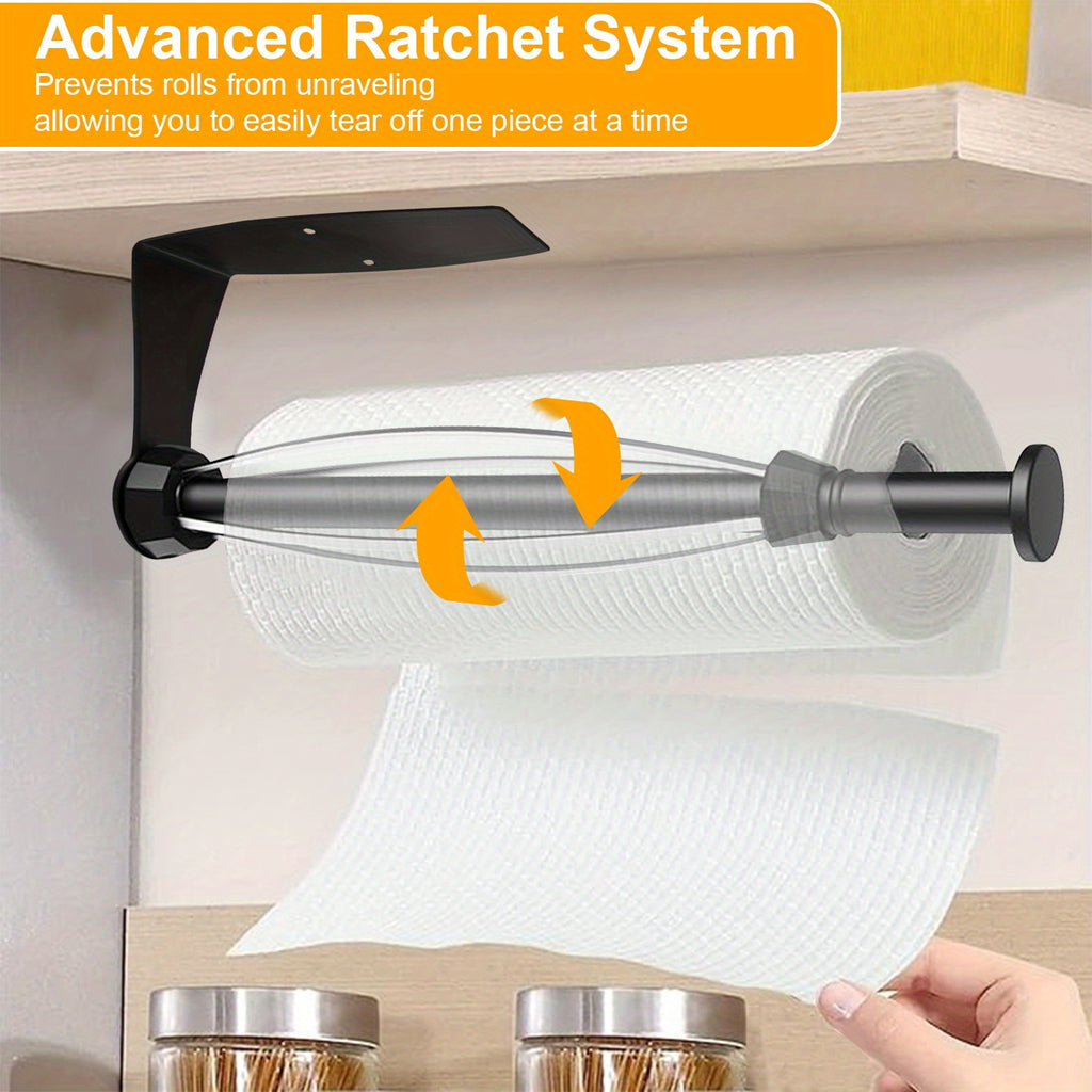 Single-Hand Soft-Damping Paper Towel Holder (Wall/Under-Cabinet Mount)