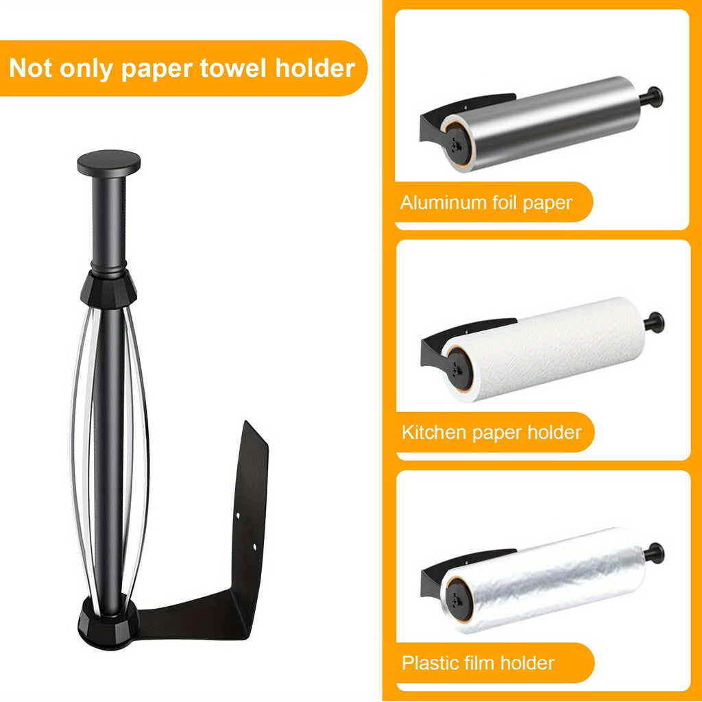 Single-Hand Soft-Damping Paper Towel Holder (Wall/Under-Cabinet Mount)