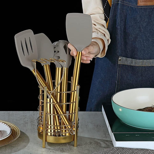 304 Stainless Steel & Food-Grade Silicone Kitchen Utensil Set (38-Piece)