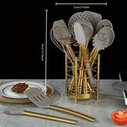 304 Stainless Steel & Food-Grade Silicone Kitchen Utensil Set (38-Piece)