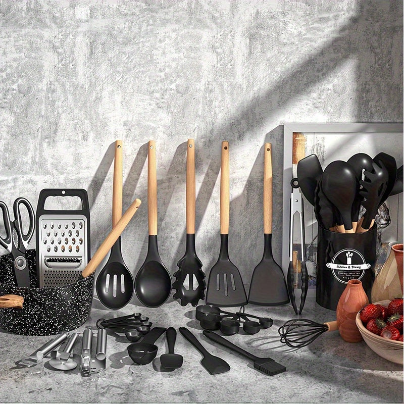 Heat-Resistant Silicone & Dishwasher-Safe Utensil Set (37/44 Pcs)